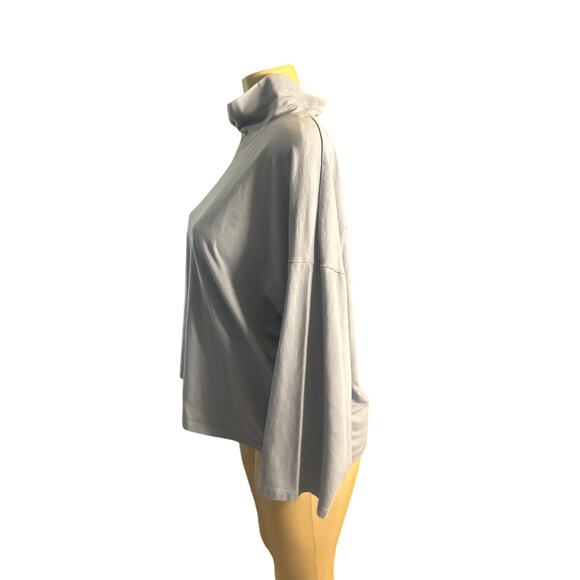 Eileen Fisher Light Gray Blue Mock Neck Top XL - Picture 3 of 6